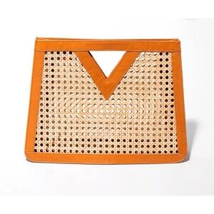 Jenn Lee Tulum Cognac Tan Woven Tote Bag / Clutch